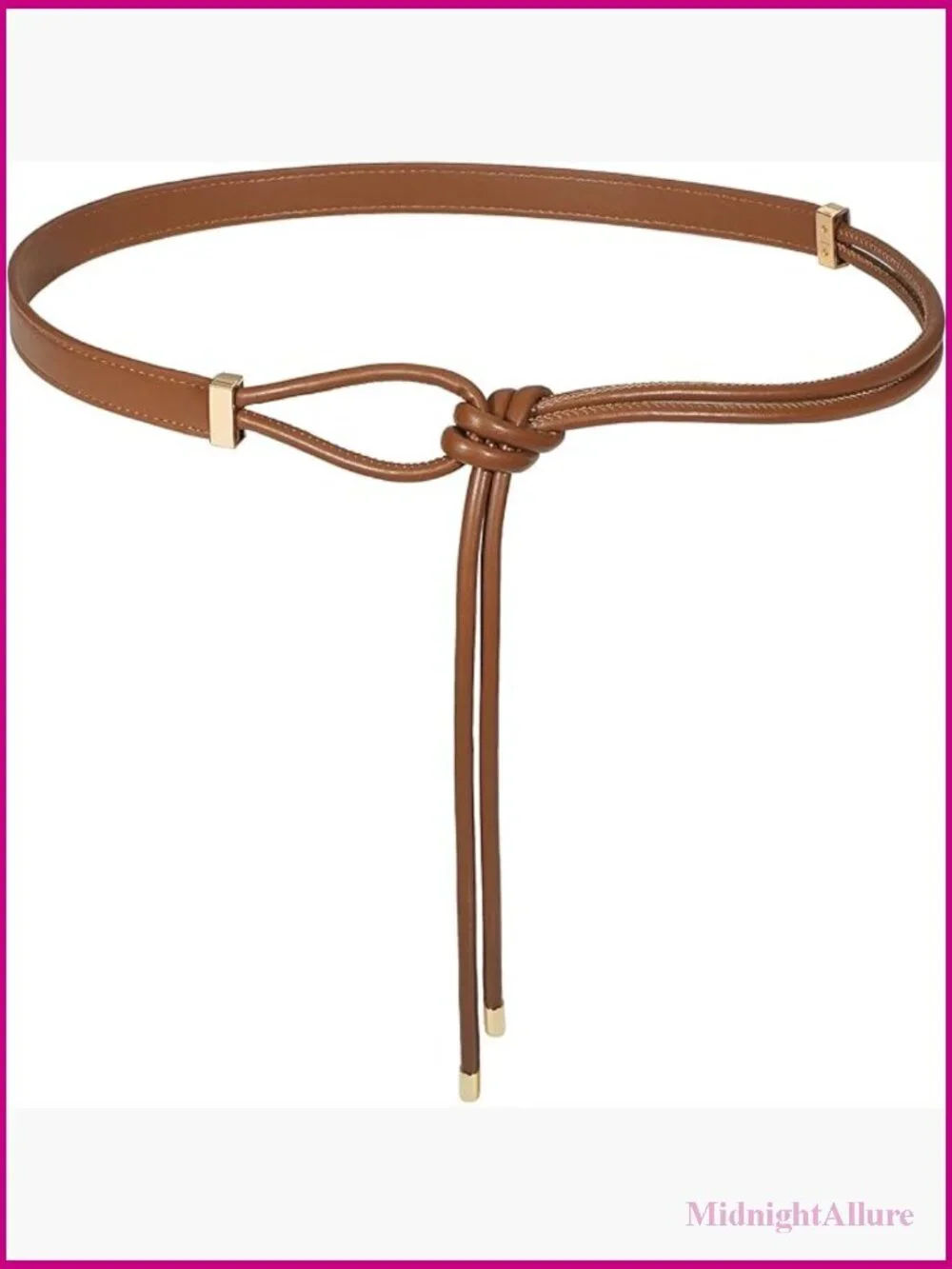 Knotted Thin Waist Belt PU Leather Skinny Belt for Dresses Pants